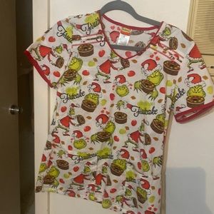 Grinch scrub blouse